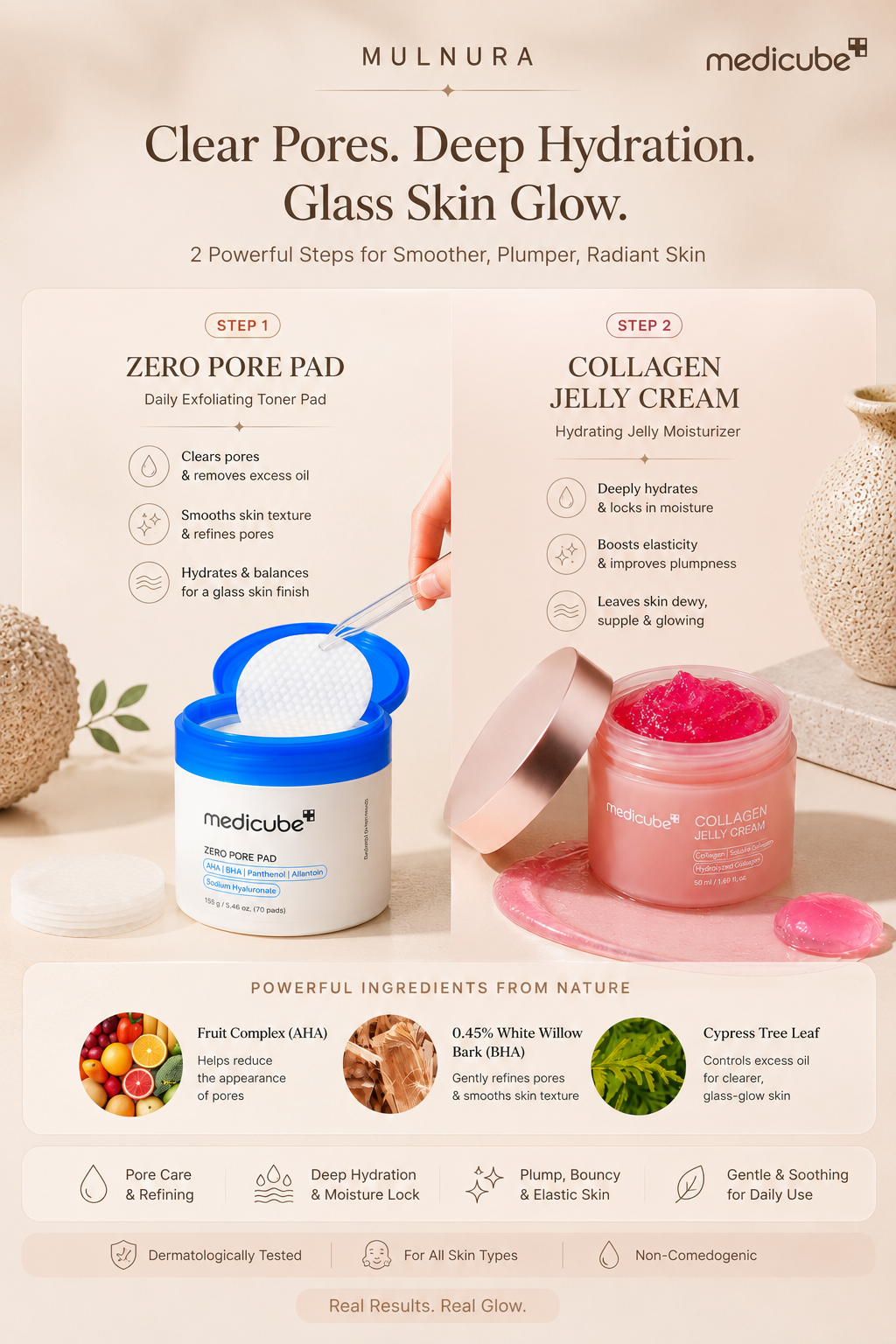 Medicube Glow Up Duo Set | Zero Pore Pads + Collagen Jelly Cream