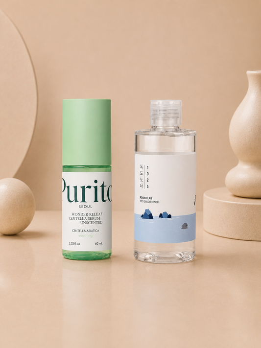 Barrier Support Duo Set | Purito Wonder Releaf Centella Serum Unscented + Round Lab 1025 Dokdo Toner